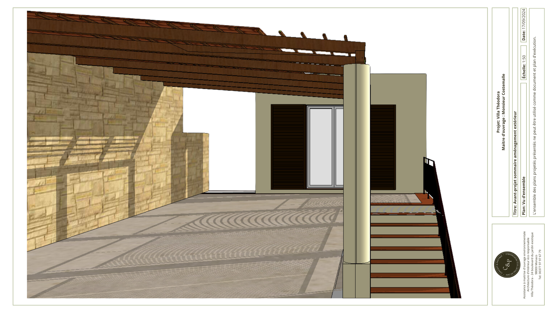 plans et vues 3d projet terrasse éco-responsable 