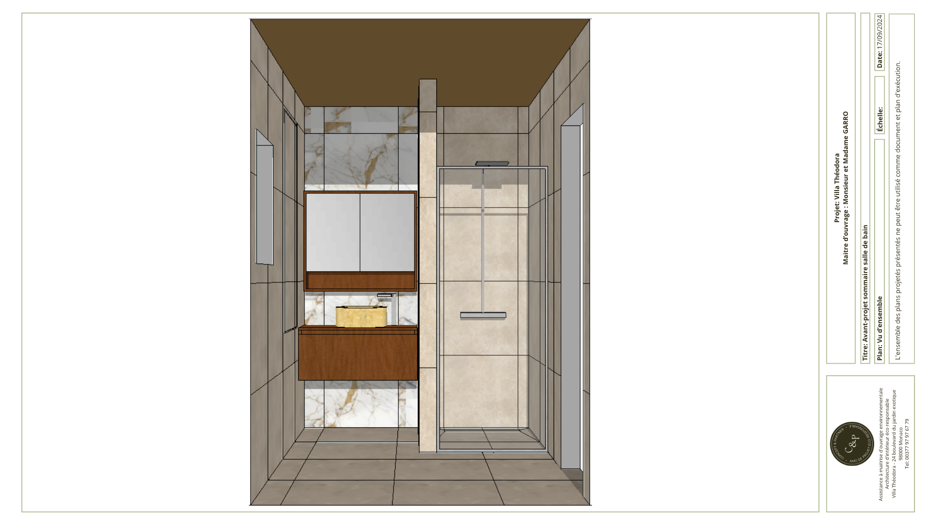 Les plans 3D d'un projet d'aménagement d'une terrasse éco-responsable